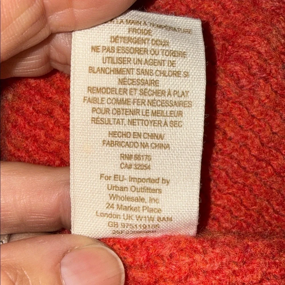 Free people orange wool cardigan jacket coat oversized knit trench